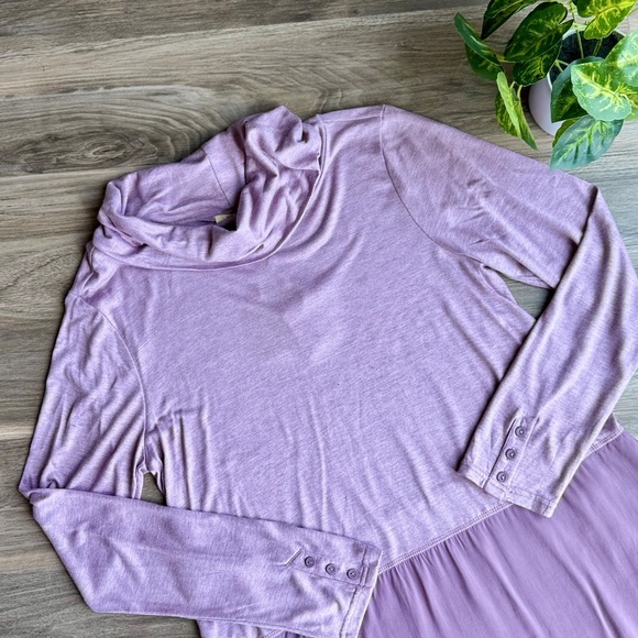 NWT Kori America Cowl Neck Tunic Top Purple Hi-Low Hem Size Small - Picture 2 of 10